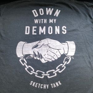 Sketchy Tank Down With My Demons T-Shirt - Size Medium